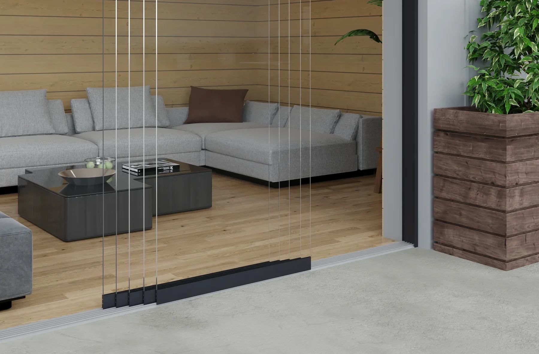 5 spoor glazen schuifwand