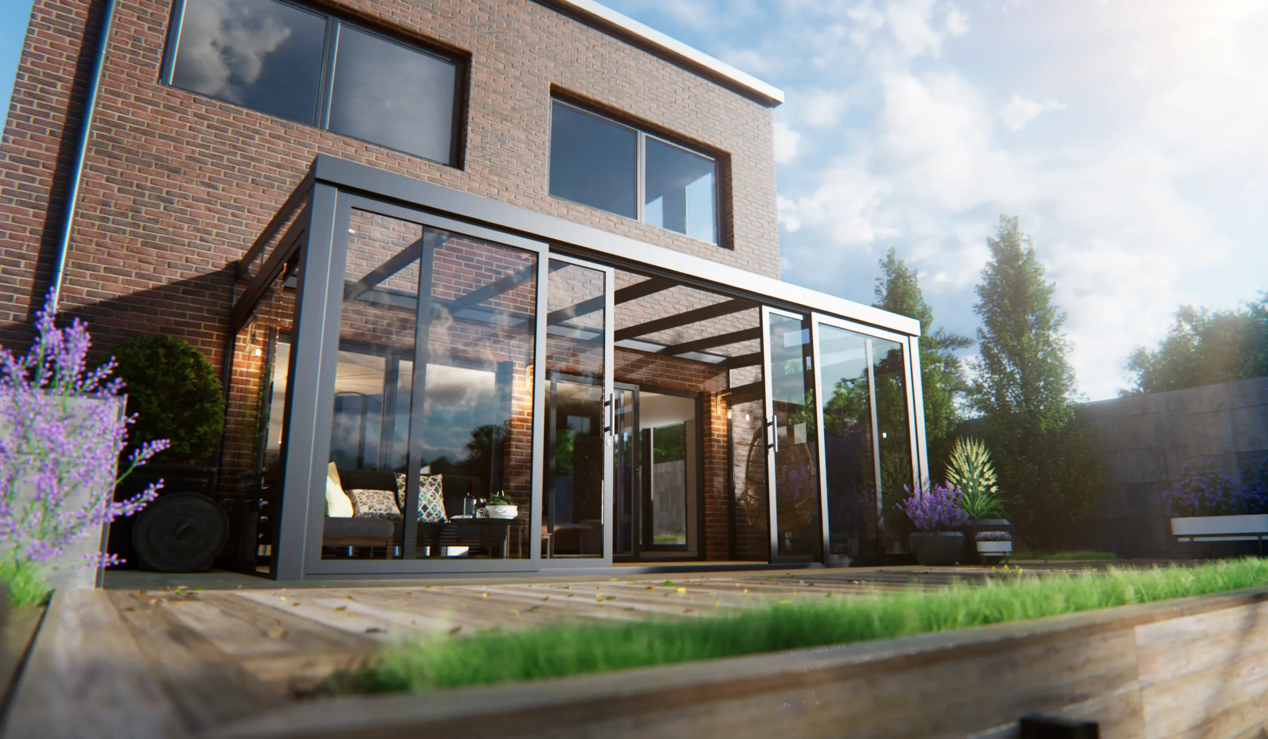 Glazen schuifwand veranda op maat EG