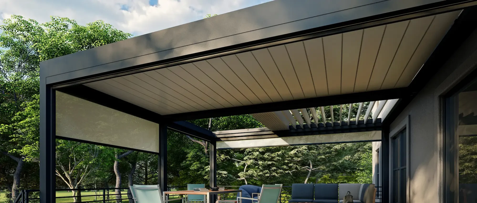 Aluminium overkapping met shutters EG Veranda